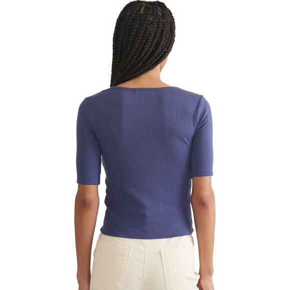 Marine Layer Lexi Rib Square Neck Top Skipper Blue XL - Picture 2 of 16